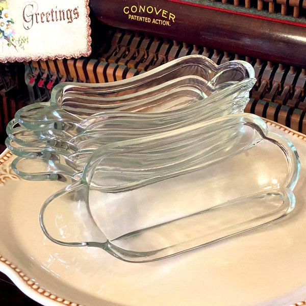 Vintage Indiana Glass Banana Split Boats Set of 6 Clear Glass Ice Cream Dish Vintage Hot Dog Dish Banana Split Dish Vintage Bowls