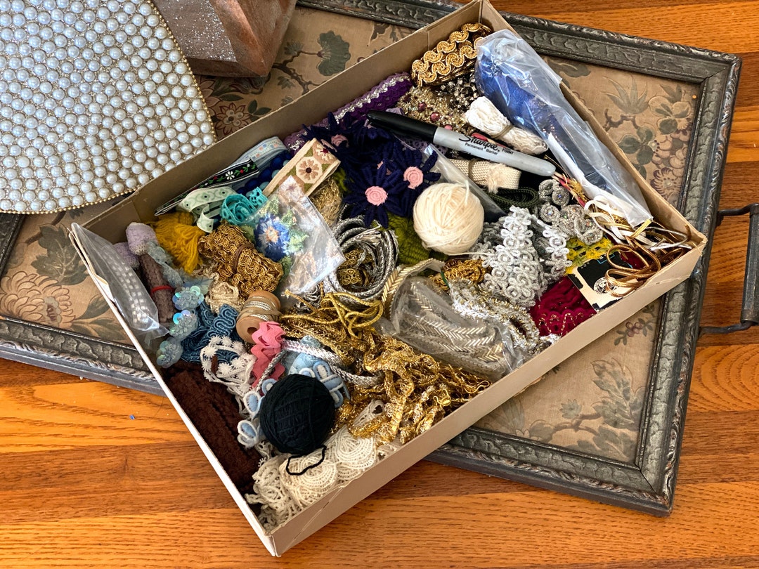 Destash Lot Crocheted Lace Ric Rac Trim Embroidered Flowers Vintage ...