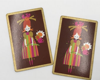 Vintage 60s Mod Girl Swap Cards - Set of 2, Scrapbooking Ephemera