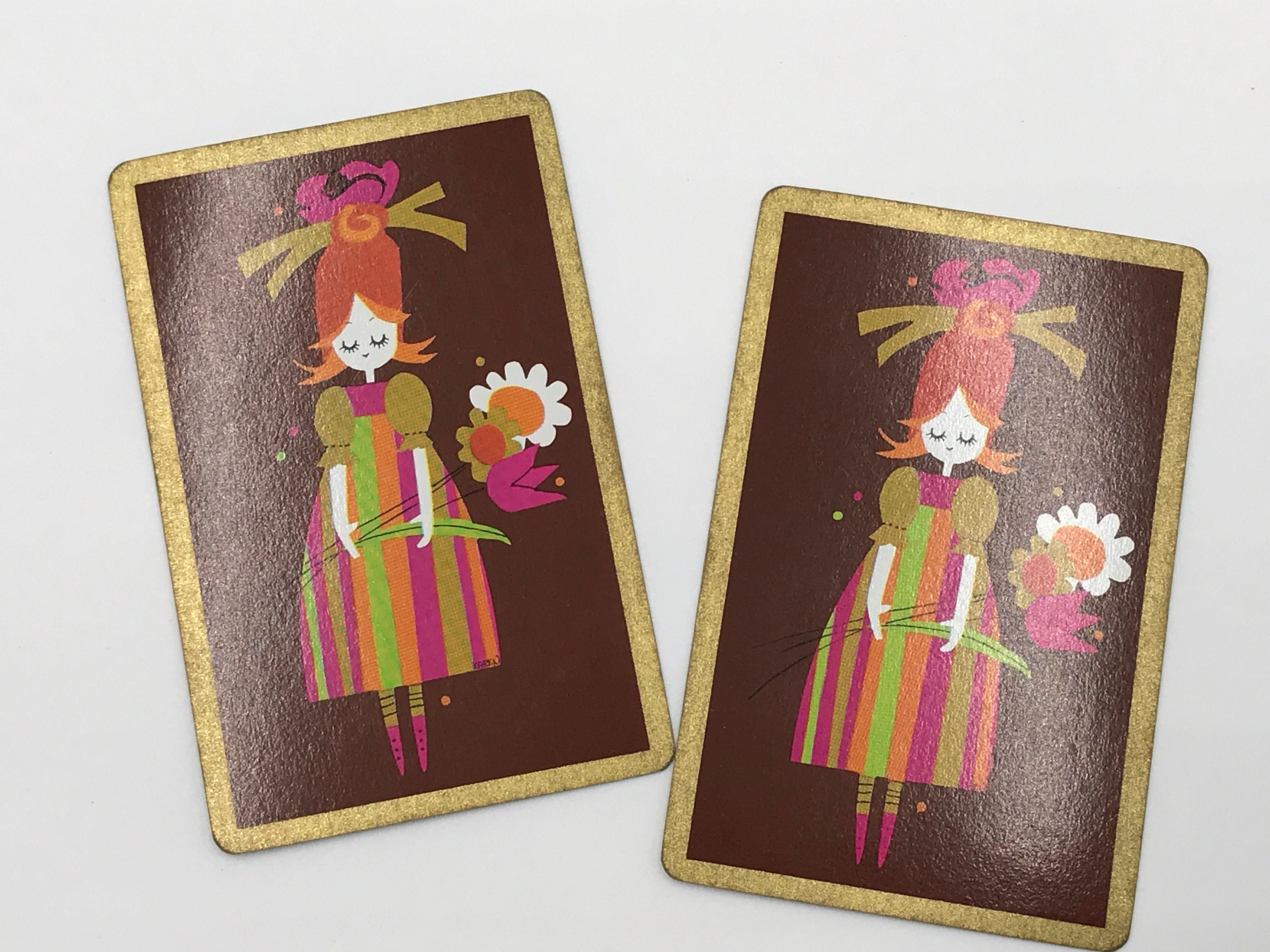 Swap Card 60s Pink Mod Girl Single Swap Cards Set of 2 Vintage Etsy