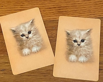 Single Swap Cards 1970s Vintage Kitten Playing Cards Mixed Media Scrapbooking Collage Assemblage Retro Swap Cards Cat Cards Animal Cards