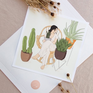 Kunstdruck PFLANZENLIEBE | Botanisches Poster Illustration Kaktus Poster Pflanzen Kunst