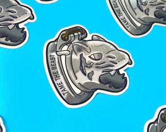 Tame the Beast! - Kink Sticker - Fetish Pride - Gay Sticker - Chastity Sticker - Heavy SM - Gay Male - Chastity Cage - Male Chastity - Vinyl