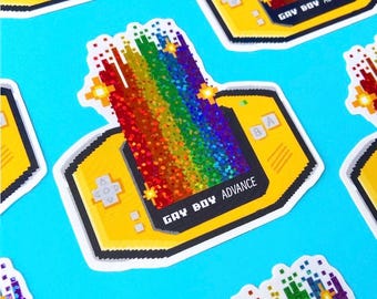 Gay Boy Advanced! Holographic Vinyl Sticker - Gay Pride - LGBTQ+ - Pride Flag - Rainbow - Lesbian Pride - Queer - Nintendo