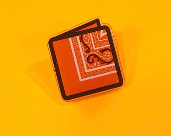 Flagging Orange! Acrylic Pin - Pride Month Charm - Fisting - Anything Goes - Fetish Pride - Kink Pride - Lesbian - Hanky Code - Bandana