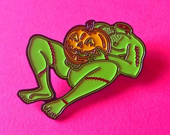 Jack-off-Lantern! Enamel Pin - Gay - Soft Enamel - Die Cut Sticker - Kink - Spooky - Halloween - LGBTQ - Horror - Jacket Pin - Fetish