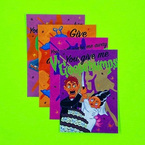 You Give Me Goosebumps! Valentine’s Day Card Pack - RL Stine - Greeting Cards - Valentines Gram - Slappy the Dummy - Goosebumps Book - 90s