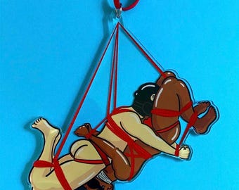 Double Bondage Boys!  Ornament - Tree Ornament - Christmas Ornament - Gay Pride - Bdsm - Shibari - Male Slave - Flagging Black - Decoration