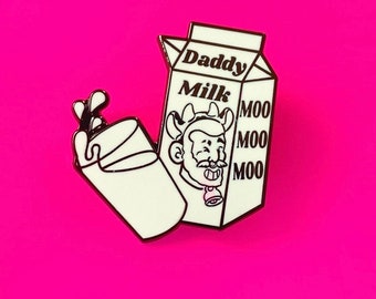 Daddy Milk! Hard Enamel Pin - Fetish Pride - Bondage Gram - CBT - BDSM Pride - Kinky - Gay Pride - Gay Bear - Leather Daddy Pin - Milking