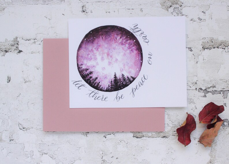 Watercolor Peace on Earth digital holiday card