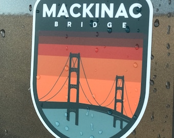 Mackinac-Brücken-Reiseaufkleber, Vinylaufkleber im Vintage-Stil