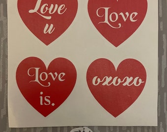 2” Valentines Day Heart Vinyl Decals