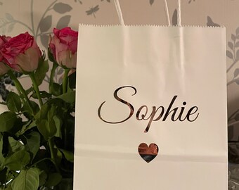 White Personalised Gift Bag-Weddings-Birthdays & More