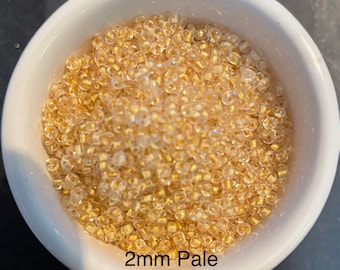 Pale Peach Inside  2mm Seed Beads (20gm Bag)