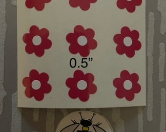 Mini 6 Sided 1/2” Daisy Vinyl Decals.