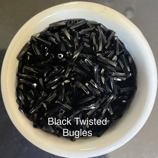 Black Opaque Twisted Bugle beads (20gm Bag)