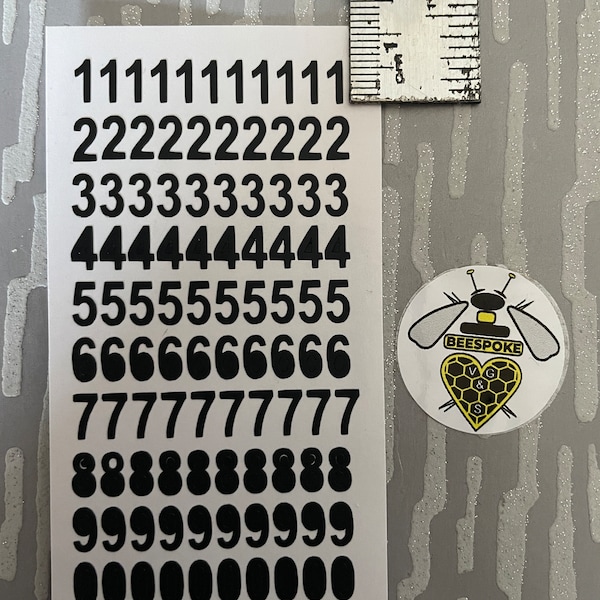 Small 7mm Vinyl Decal Numbers(0-9) x 100