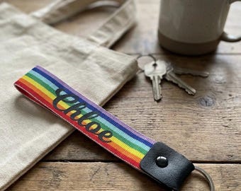 Rainbow Wrist Keyring.