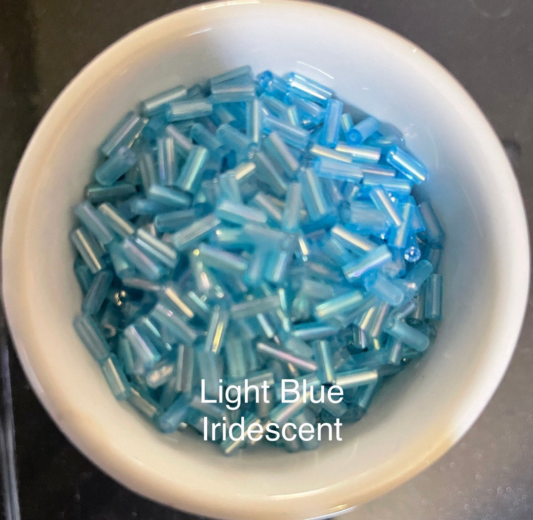 Light Blue Iridescent Bugle Beads 20gm Bag Etsy
