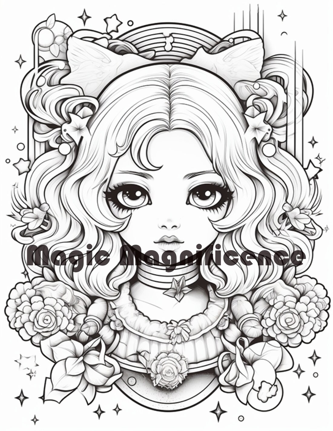 101 Kawaii Anime Girls Coloring Book: Pretty Anime Characters in Varieties of Fashion Style for Adults and Teens . Easy Coloring Pages for Stress