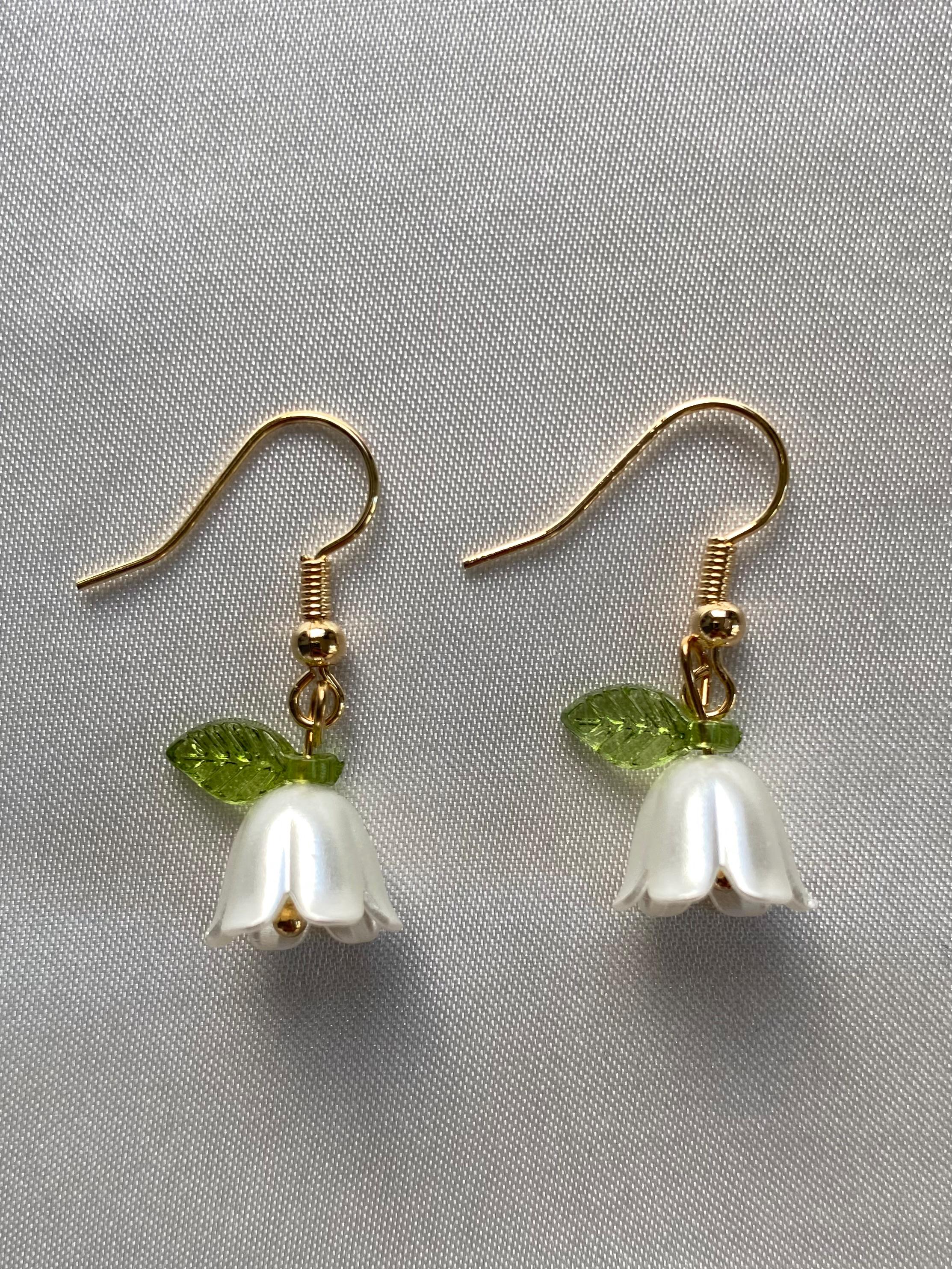 Long 925 Silver Flower Lily of the Valley Dangle Drop Hook