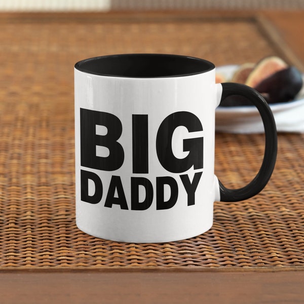 BIG DADDY White Ceramic Mug - Black Inside + Handle