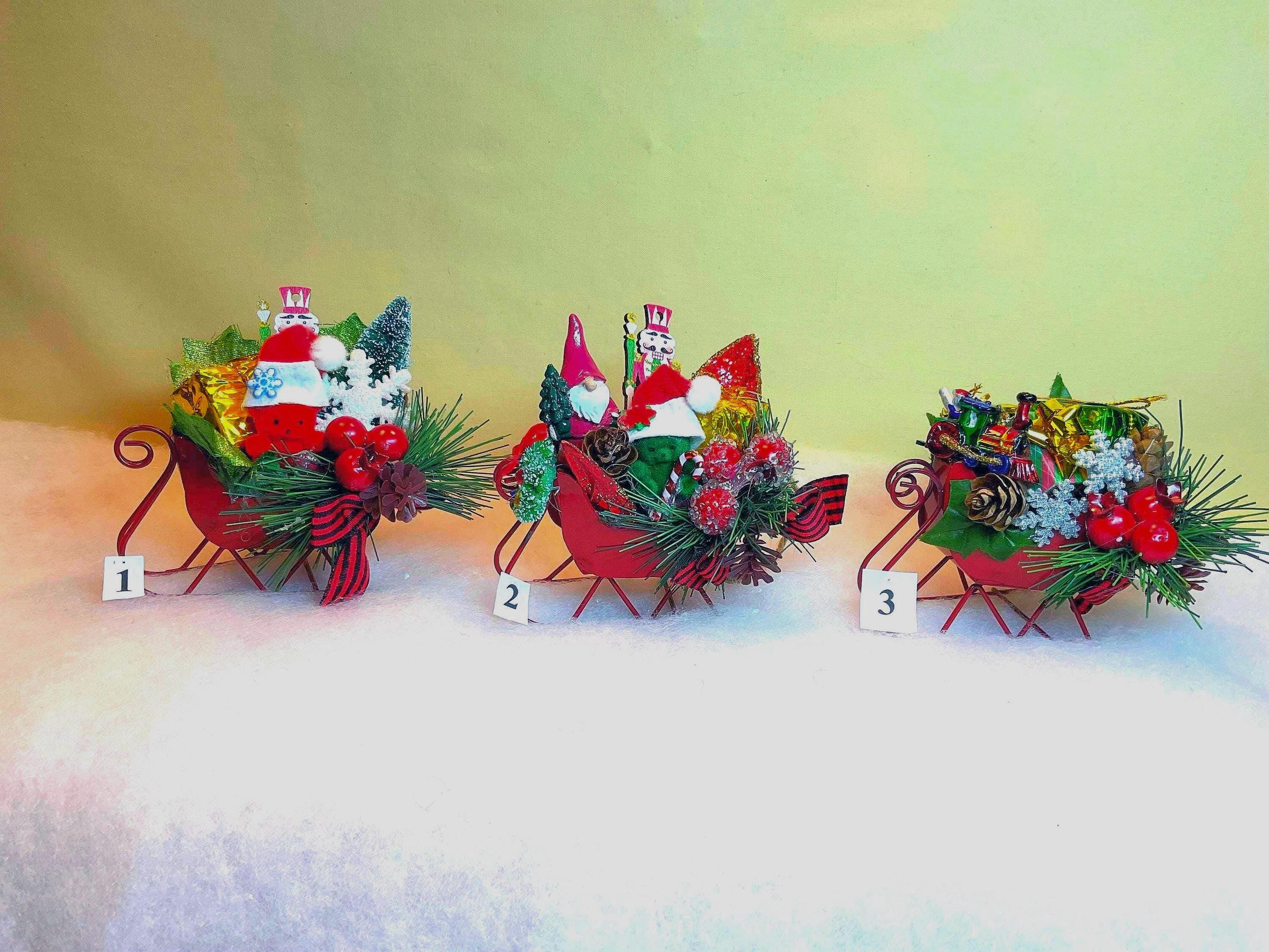 Minature Christmas Sleigh Decorations