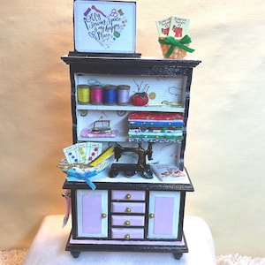 Miniature “My Sewing Space” Theme Hutch