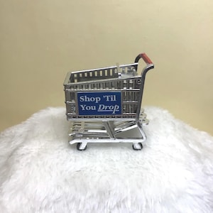 Vintage “Shop ‘Til You Drop” Miniature Shopping Cart Refrigerator Magnet