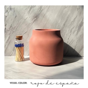 Handmade Candle | Natural White Beeswax + Organic Coconut blend | Wood Wick | Custom Cement Vessel | Sustainable | Supports Animal Welfare