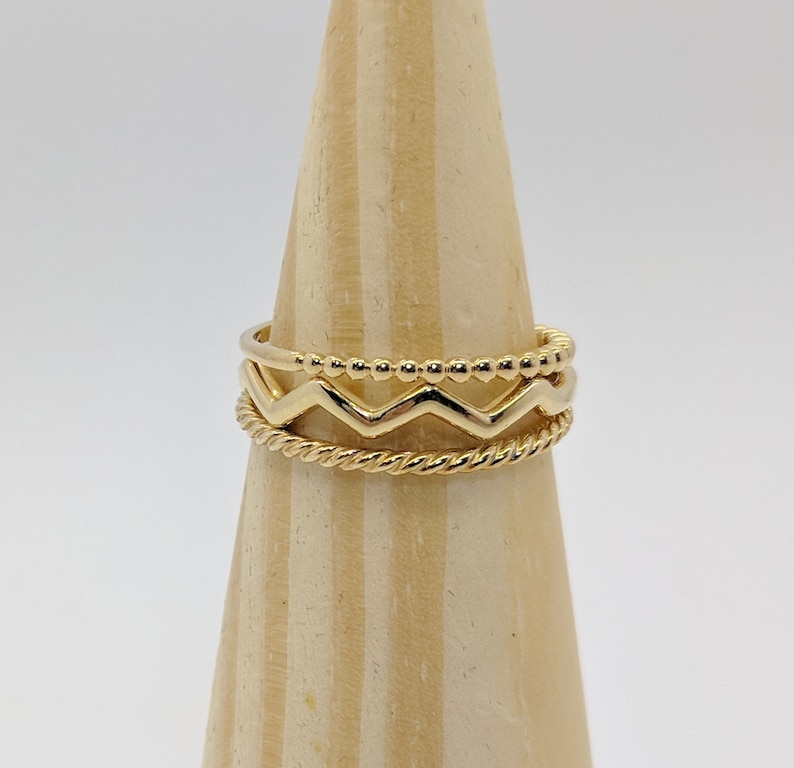 Wavy Stackable Gold Ring Wedding Stacking Thin Delicate Ring