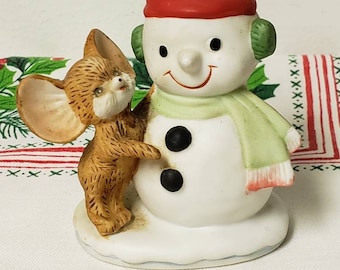 New Primitive Country Christmas VINTAGE SNOWMAN CHILDREN Statue Figurine 9/"