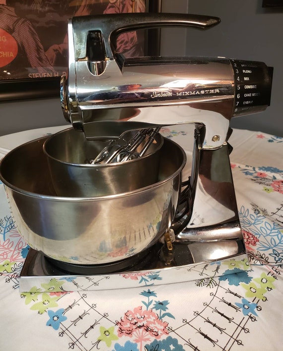 Vintage Chrome Sunbeam Mixmaster Stand Mixer Set Etsy