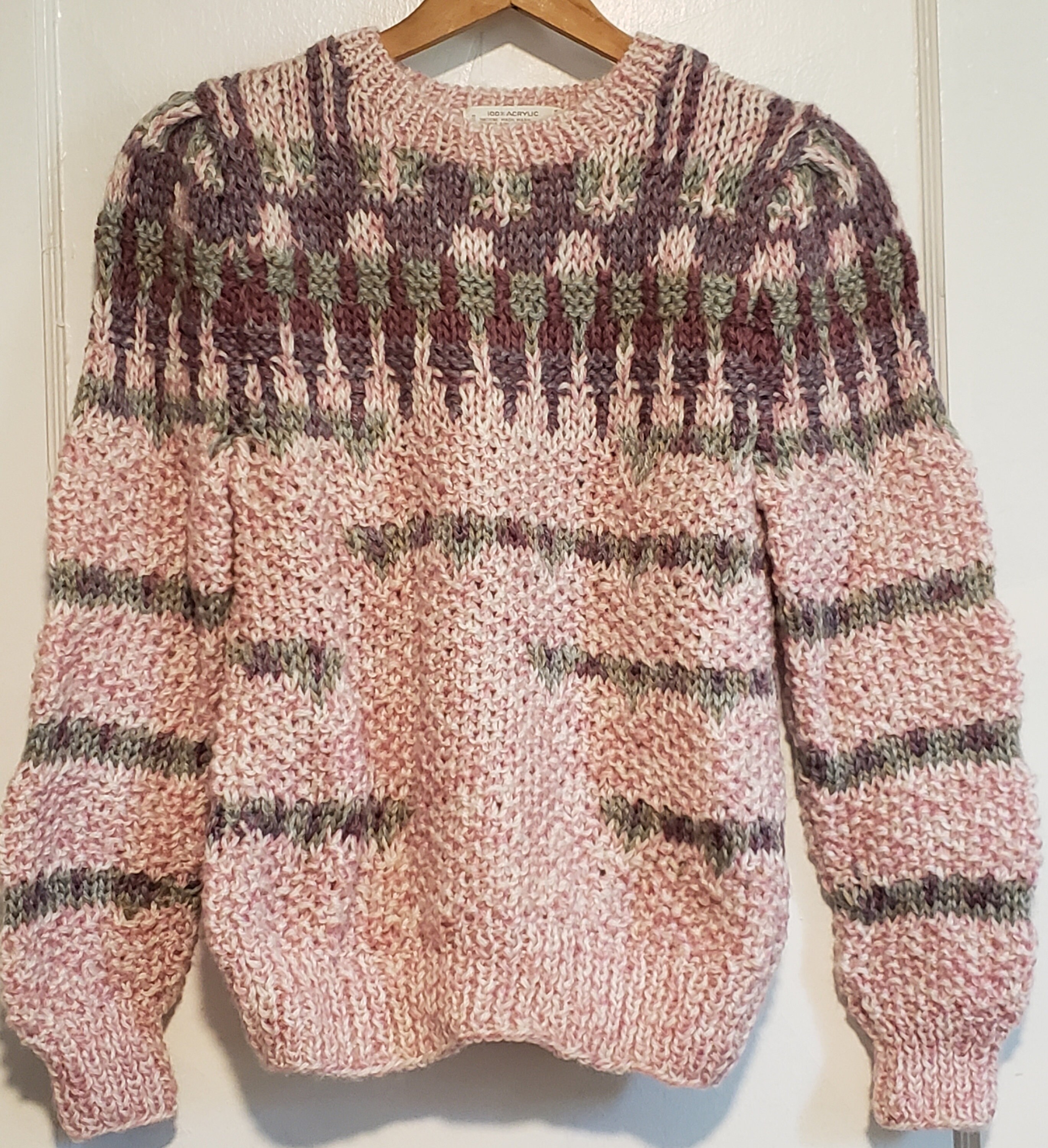 ブランケット Vintage 80s Womens Pink Print Sweater Medium - Etsy India