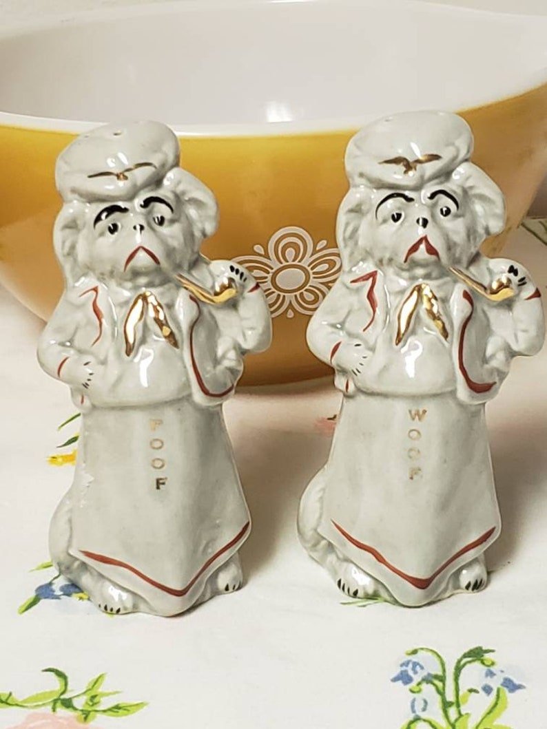 Vintage Salt and Pepper Shaker Set Anthropomorphic Dogs Woof Etsy