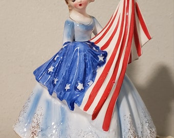 Vintage Josef Original Betsy Ross July Fourth Music Box Musical Figurine