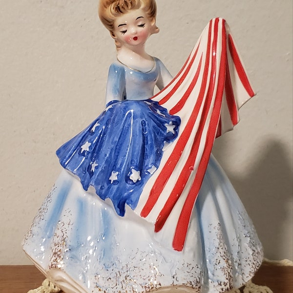 Figurina musicale vintage Josef originale Betsy Ross del quarto luglio