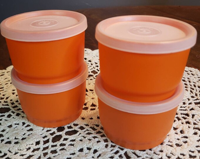 Vintage Tupperware 70s Orange Dessert Cups Etsy