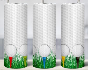 Golf Color Tees Pattern 20oz Skinny Tumbler Sublimation Design (PNG Digital Download)