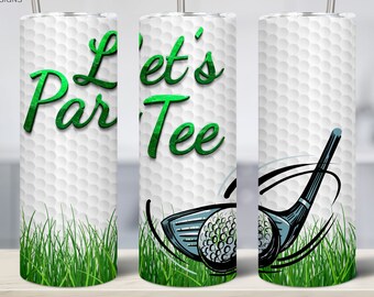 Let's Par Tee Realistic Seamless Golf Pattern 20oz Skinny Tumbler Sublimation Designs for Straight Tumbler PNG File Digital Download