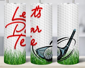 Let's Par Tee Realistic Seamless Golf Red Pattern 20oz Skinny Tumbler Sublimation Designs for Straight Tumbler PNG File Digital Download