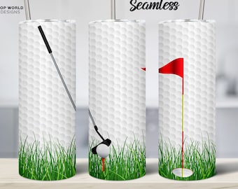 Realistic Seamless Golf Pattern 20oz Skinny Tumbler Sublimation Designs for Straight Tumbler PNG File Digital Download