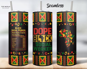 Black Social Worker 20oz Tumbler PNG, Melanin Therapy (Digital Download)