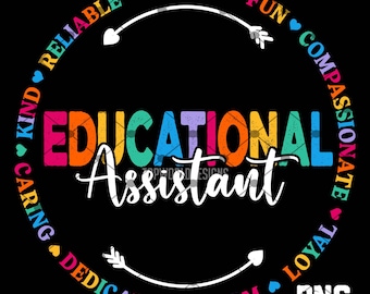 Asistente Educativo PNG / Diseño de Sublimación para Personal Escolar / Descarga Digital para Camiseta, Taza, Bolso / Regalo de Agradecimiento al Maestro