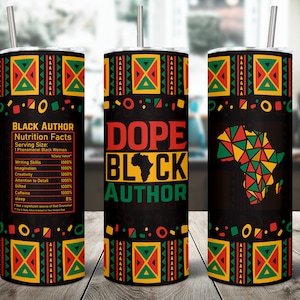Authors 20oz Skinny Tumbler Design, Straight & Tapered Sublimation Wrap Design - Tumbler PNG - Template, Black Writers, Black literature
