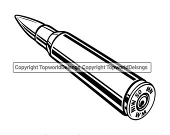 Bullet Svg Ammo Clipart Rifle Bullet Design Gun Ammo Svg File Hunting Cartridge Svg Cut File for Cricut Silhouette Png Dxf Eps