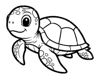 Cute Ocean Turtle Svg | Sea Turtle Png Cut File for Cricut Silhouette (Digital Download)