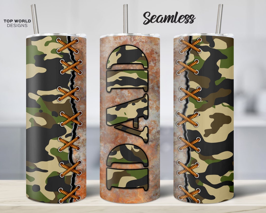 Camo Rusty DAD 20oz Tumbler Wrap PNG With Alpha Seamless Sublimation ...