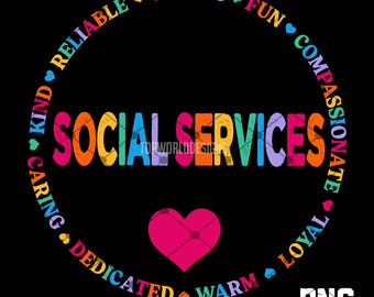 Social Services PNG | Community Support Worker Sublimation Design | Digital Download for Shirts, Mugs, Gifts