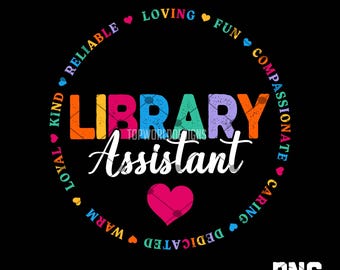 Assistente di biblioteca PNG: Progetto di sublimazione per bibliotecario scolastico (download digitale)